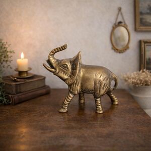 Vintage Brass Elephant Statue: Eclectic Home Decor, Paperweight
